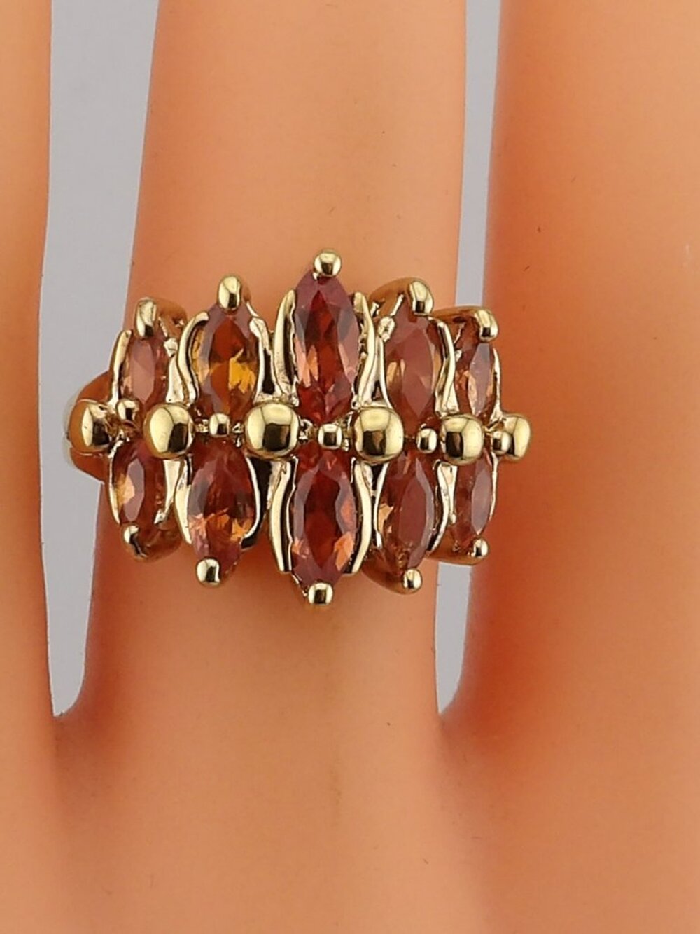 Vintage Sterling with Gold Overlay Citrine Cluster Ring
